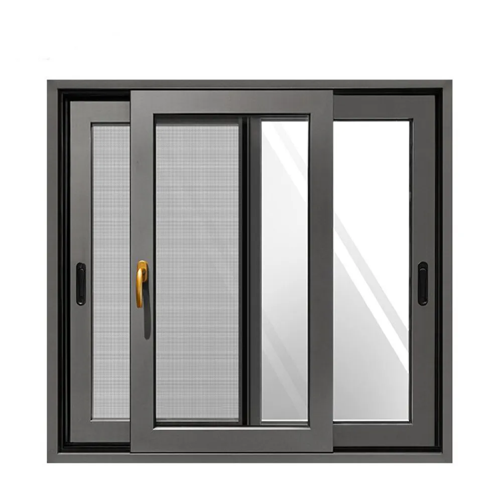 Thermal Break Sliding Aluminium Window With Mosquito Net - Aluminium Extrusion Windows & Doors - laluxalu.com