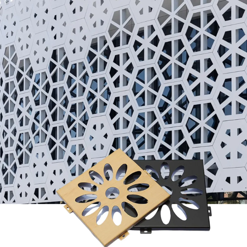 Hexagonal Hollow Carved Aluminium Facade Panel - Aluminium Extrusion Solid Panels - laluxalu.com